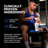 Cucharada con porción de Evogen Amino K.E.M. lista para mezclar en el gym