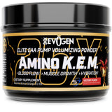 Evogen Amino K.E.M. frasco frontal mostrando etiqueta y sabor Victory Punch