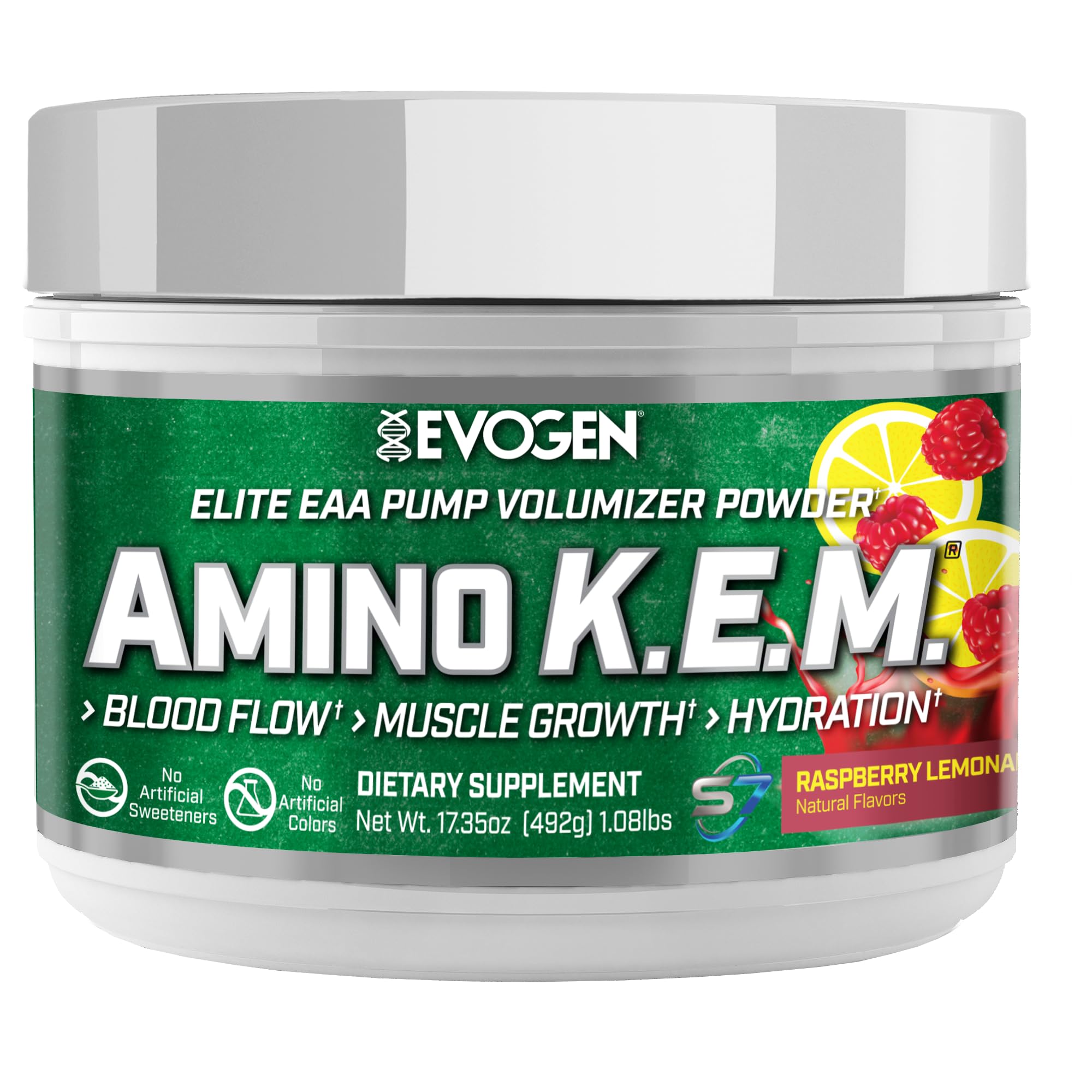 Evogen bote frontal mostrando etiqueta y sabor limonada frambuesa