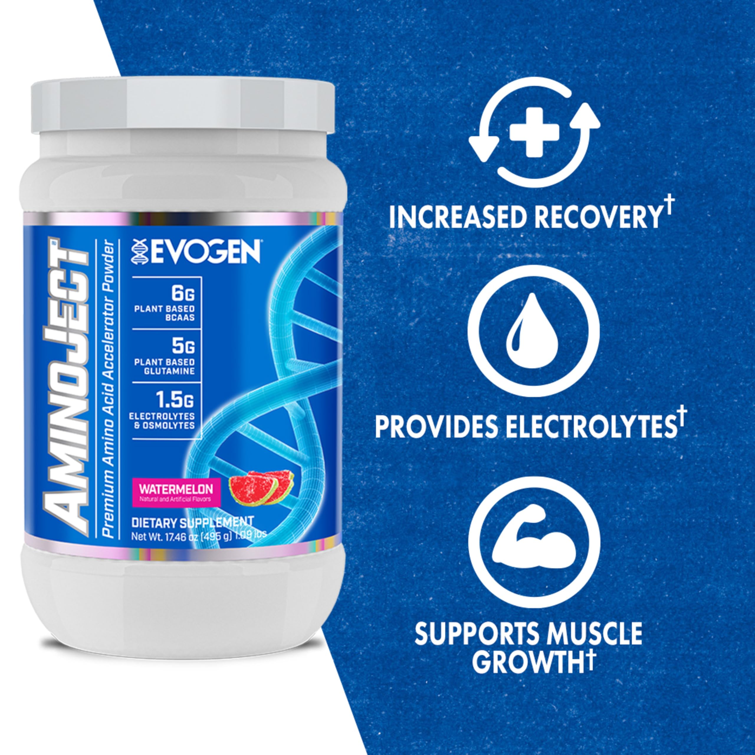 Polvo de Evogen AminoJect textura cercana con partículas finas para rápida disolución