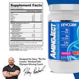 Vaso con Evogen AminoJect mezclado y preparado para hidratar durante el entrenamiento