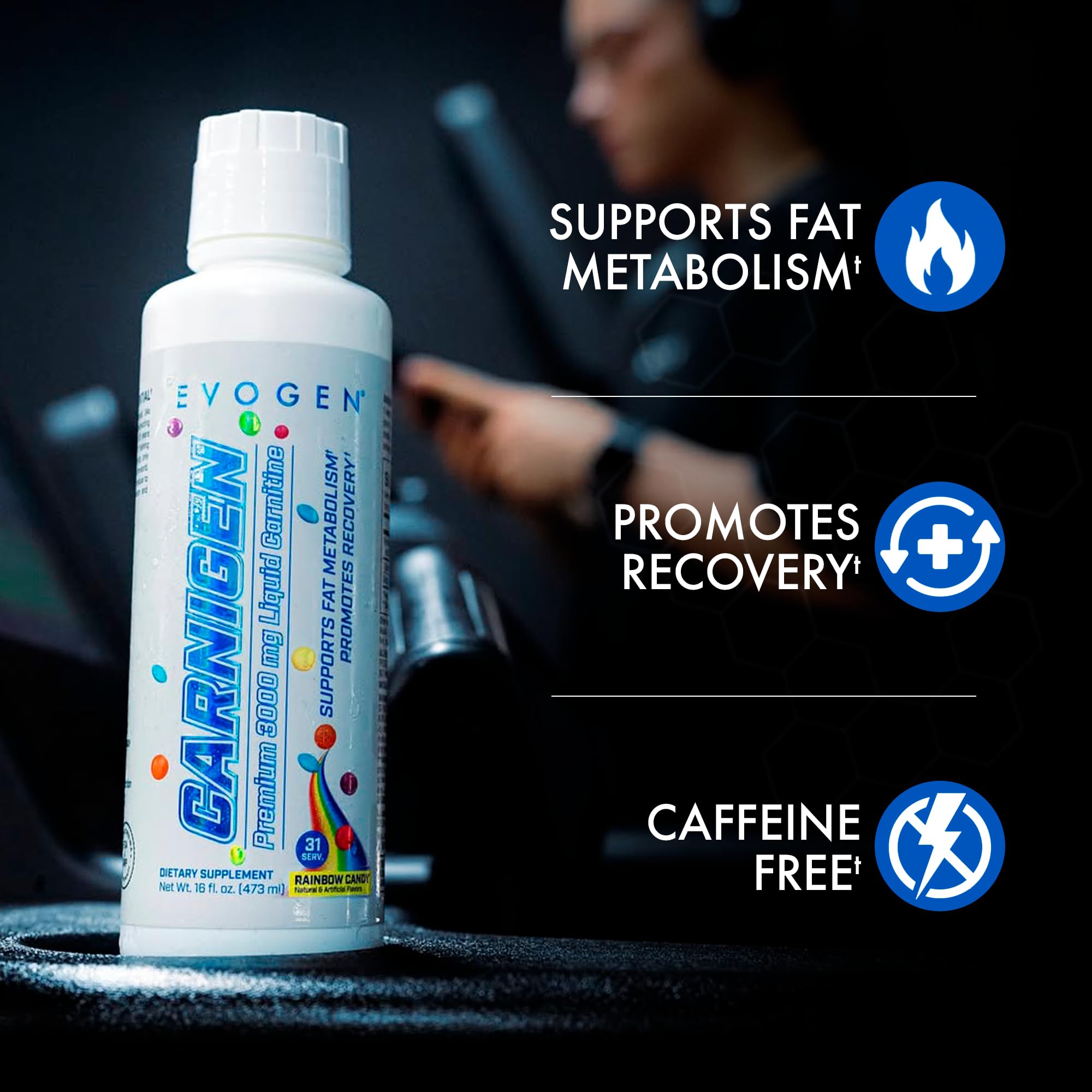 Evogen primer plano del líquido Carnigen mostrando color y textura