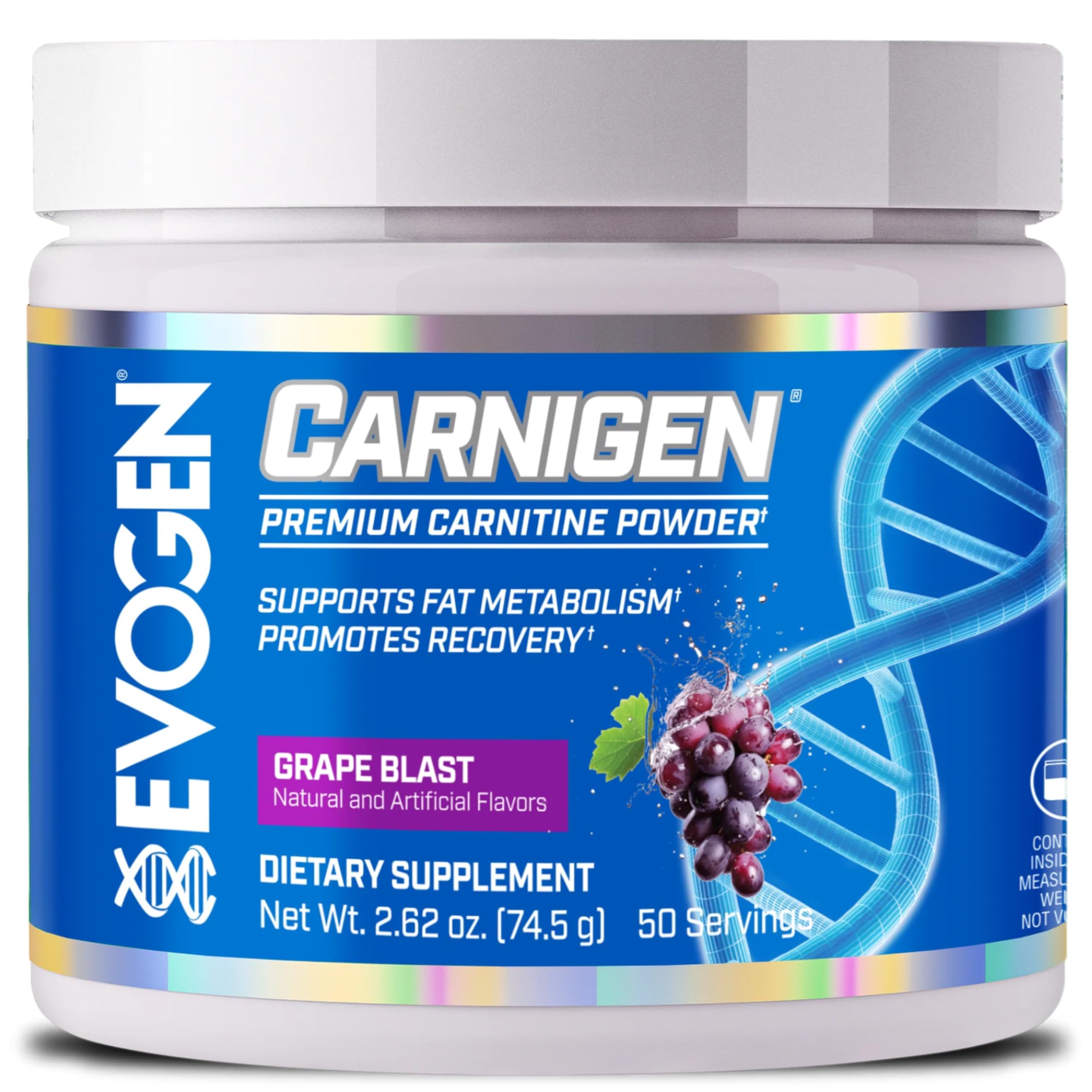 Evogen Carnigen frente del envase mostrando marca y diseño, conveniencia