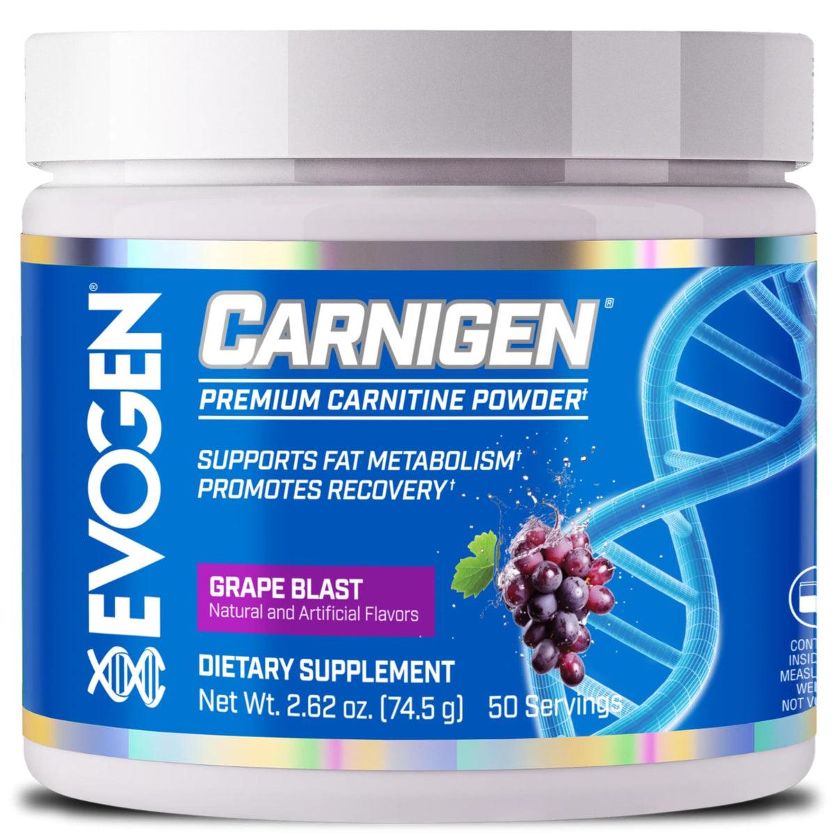 Evogen Carnigen frente del envase mostrando marca y diseño, conveniencia