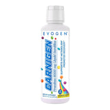 Evogen botella Carnigen frontal mostrando etiqueta y sabor rainbow candy