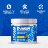 Polvo de Evogen Carnigen en primer plano, textura fina para mezcla rápida y mejor absorción