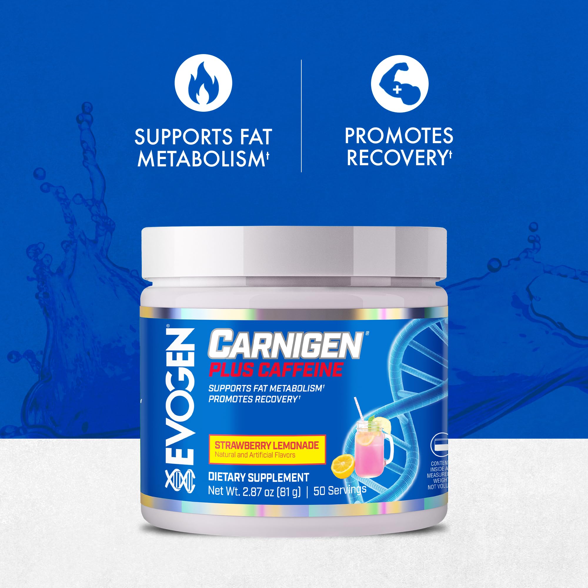 Evogen Carnigen polvo textura fina para mezcla rápida y disolución eficiente