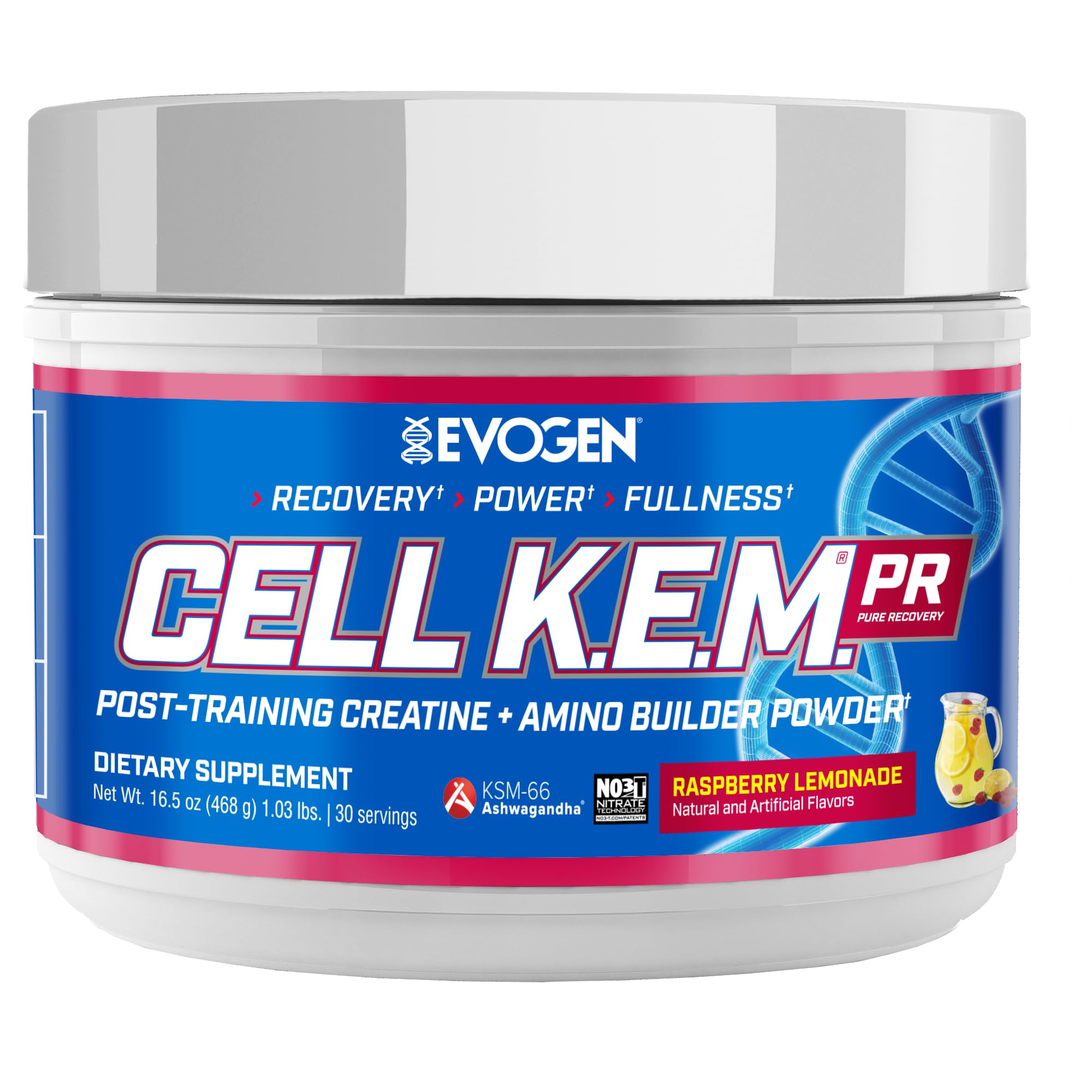 Evogen envase frontal Raspberry Lemonade mostrando la marca y beneficios rápidos
