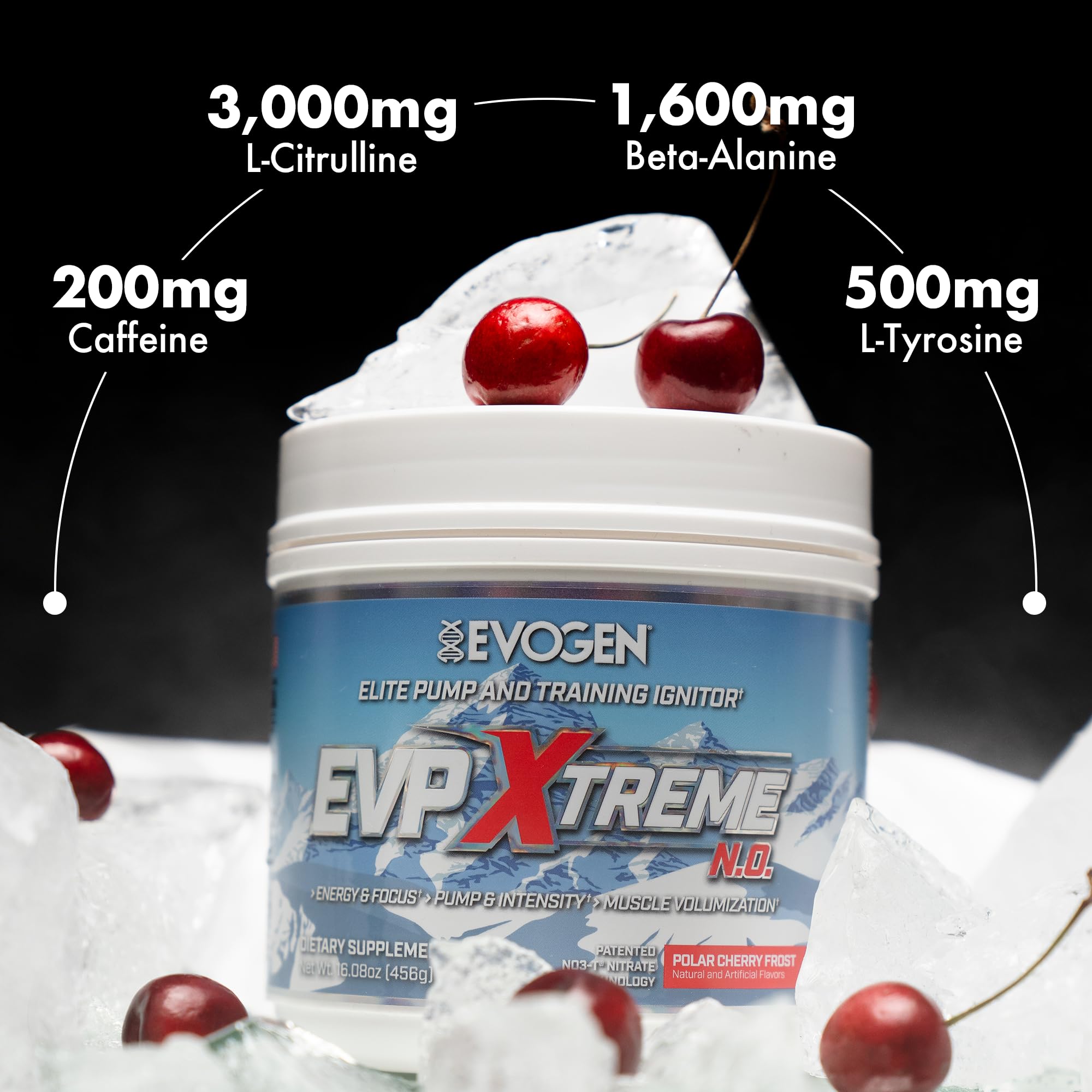 Evogen EVP Xtreme NO etiqueta con ingredientes clave para conocer formulación y beneficios