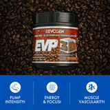 Etiqueta de Evogen EVP 3D con lista de ingredientes y beneficios visibles