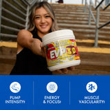 Evogen bebida mezclada en vaso con hielo refresco preentreno