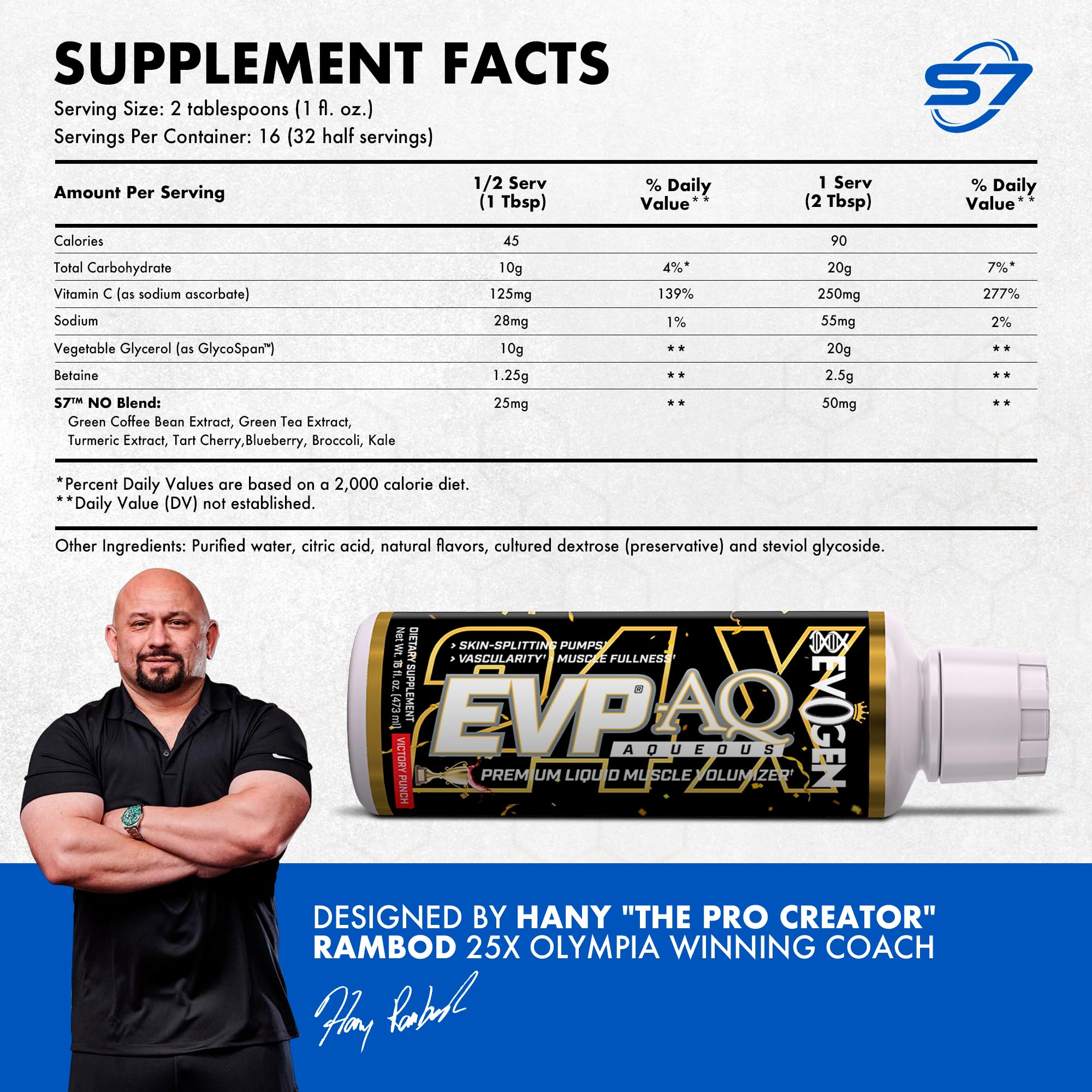 Evogen EVP AQ 16 fl oz comparación de tamaño práctico para llevar al gym