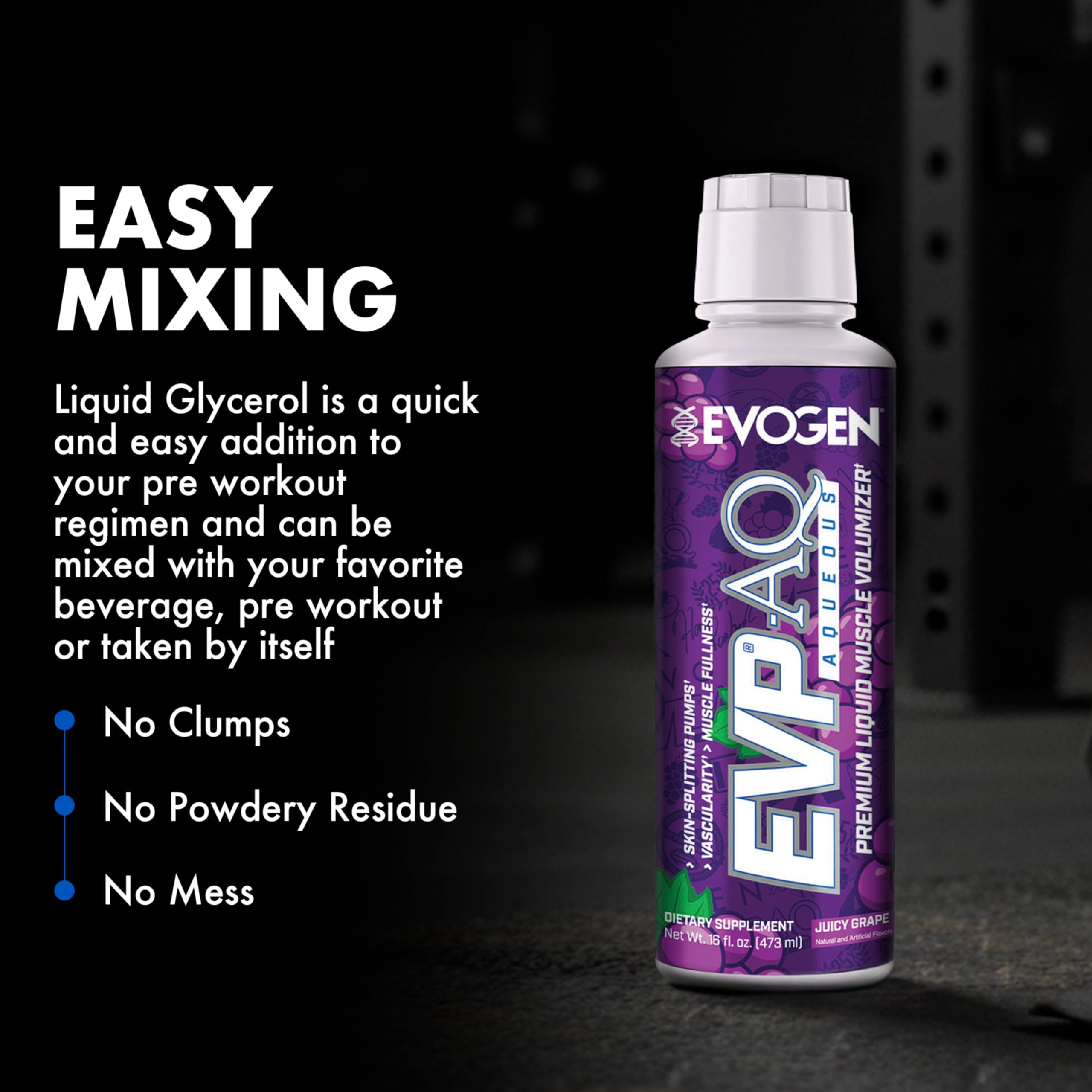 Evogen EVP AQ servido antes de un entrenamiento — mejora del bombeo
