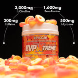 Evogen EVP Xtreme NO junto a una pesa como comparación de tamaño para almacenamiento conveniente