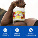 Evogen etiqueta con ingredientes clave y beneficios para bombeo