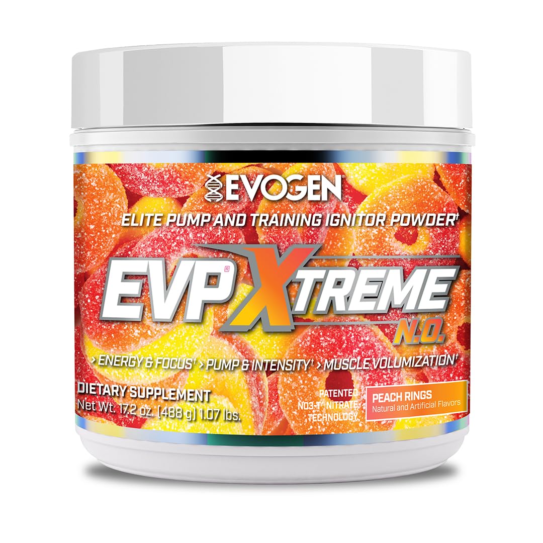 Evogen EVP Xtreme NO vista frontal botella mostrando 40 servicios y beneficio de energía