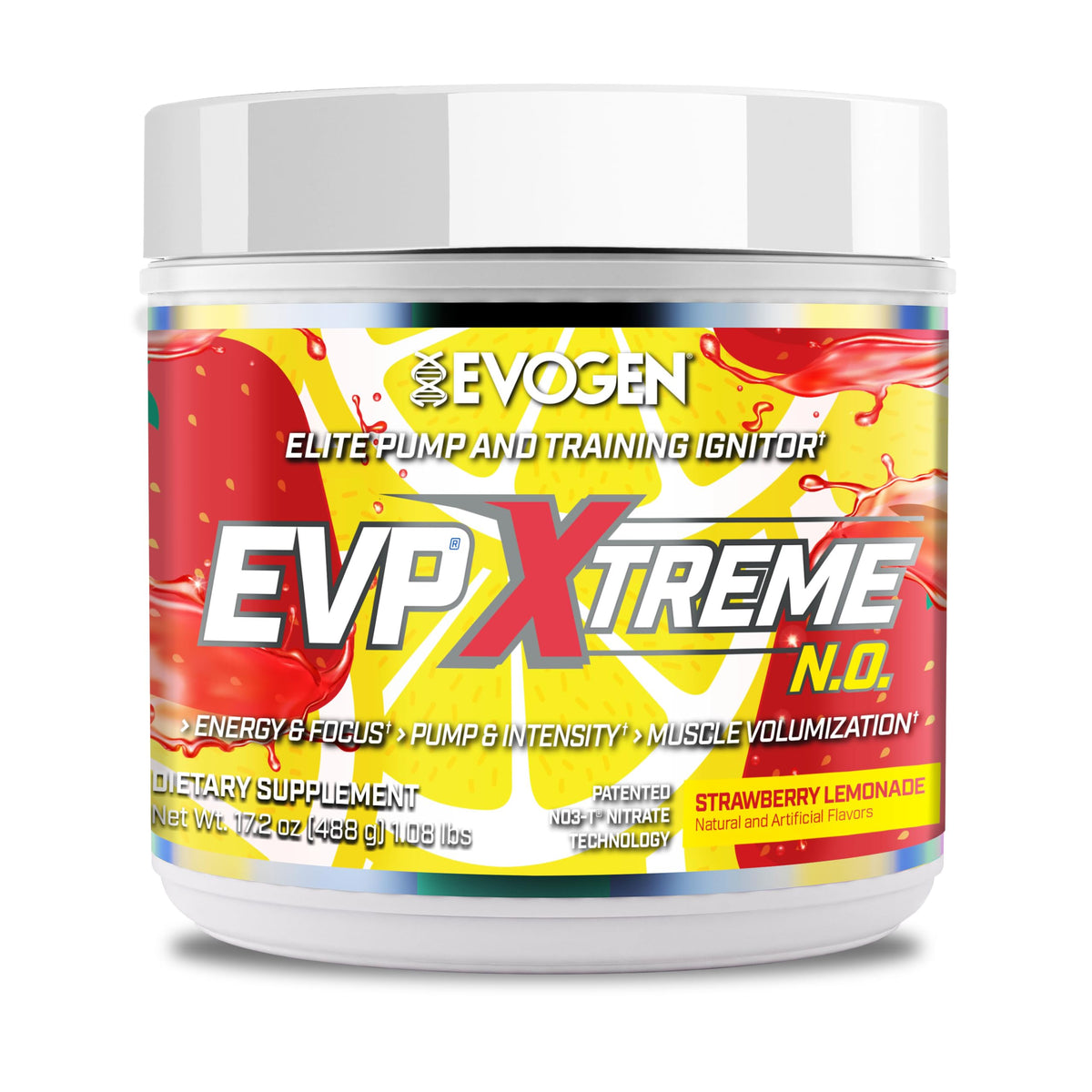 Evogen bote frontal mostrando diseño y sabor fresa-limón para energía