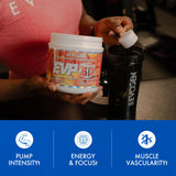 Evogen EVP-3D vaso mezclado demostrando solubilidad y color apetecible