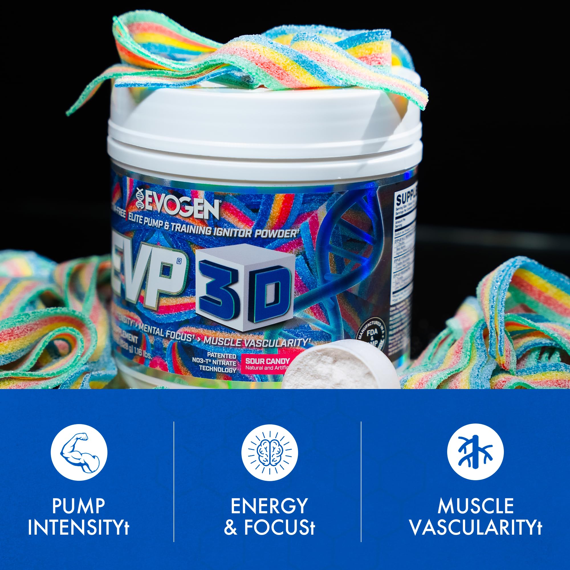 Evogen EVP 3D etiqueta con ingredientes, Evogen claridad sobre composición