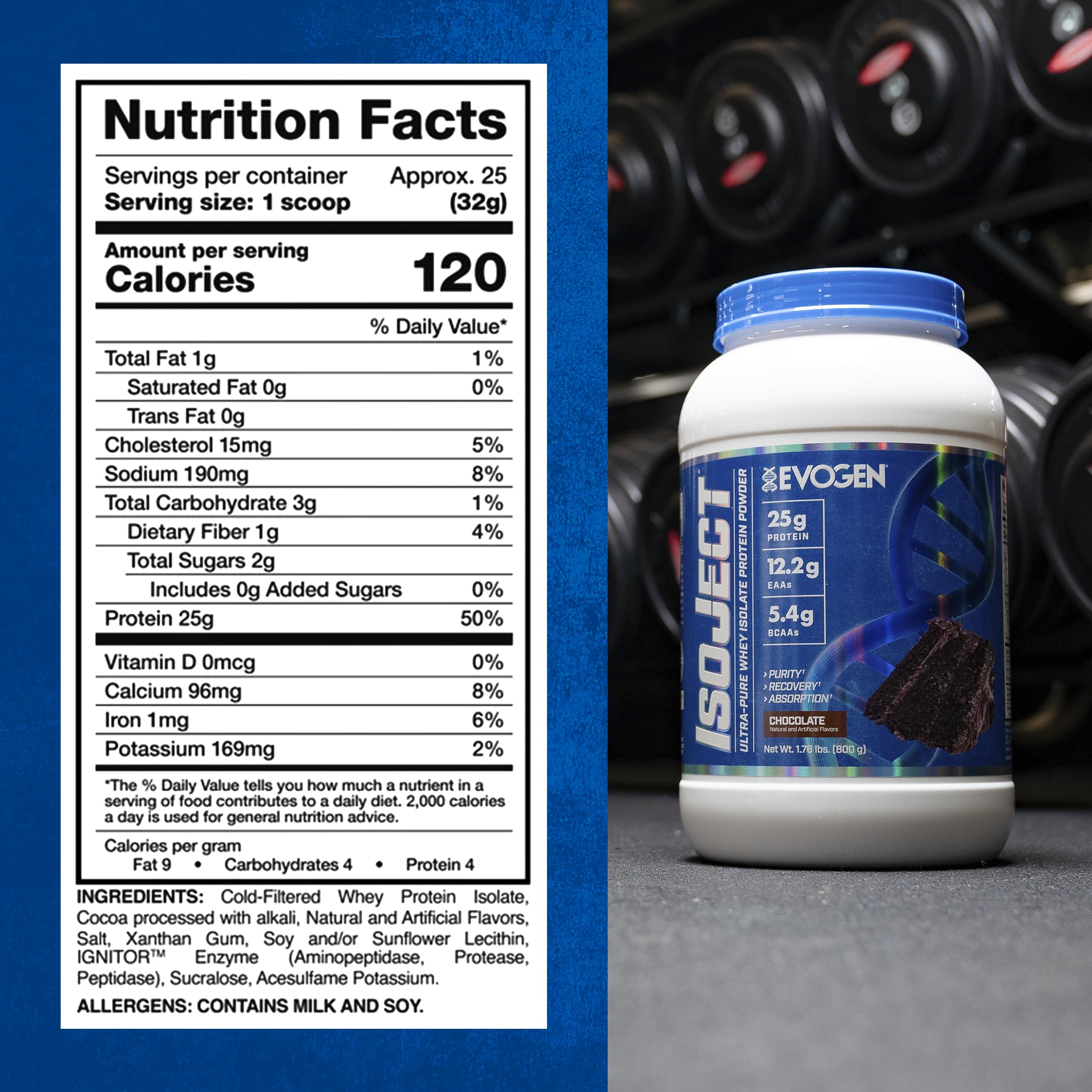 Evogen Isoject batido en vaso listo para consumo rápido tras entrenar