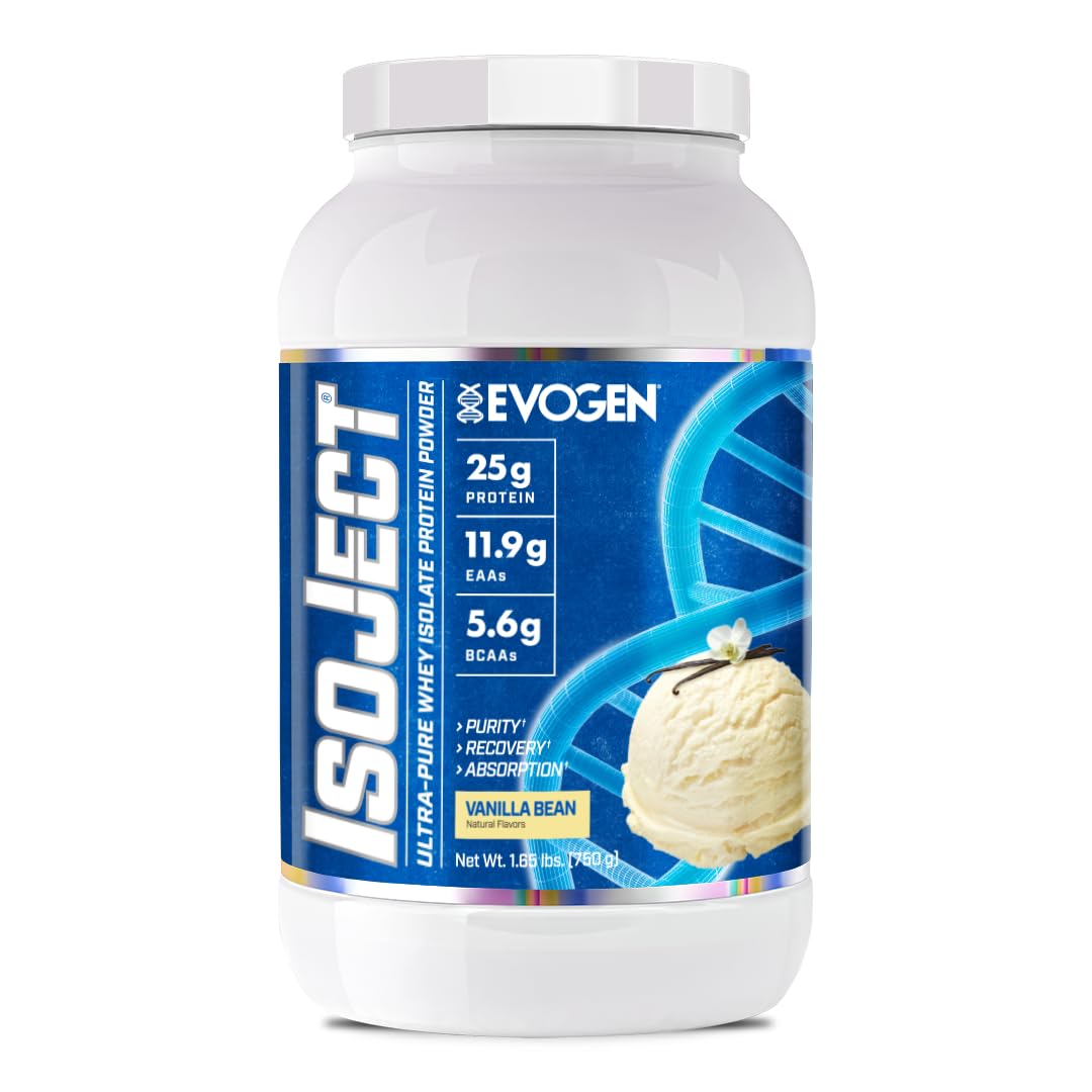 Evogen Isoject frente del empaque mostrando presentación y sabor vainilla