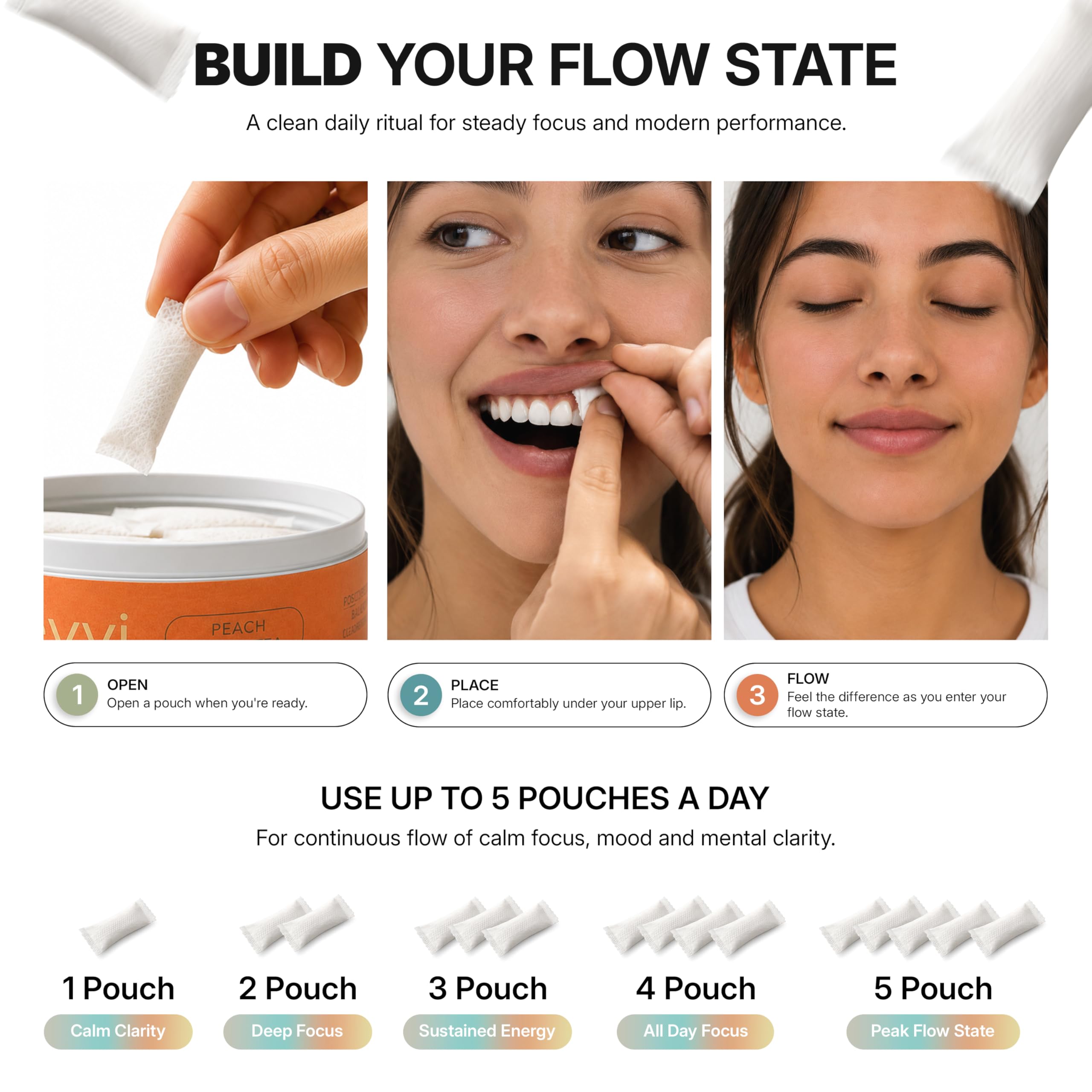 evvi etiqueta con ingredientes L‑Theanine y Alpha GPC clara y legible