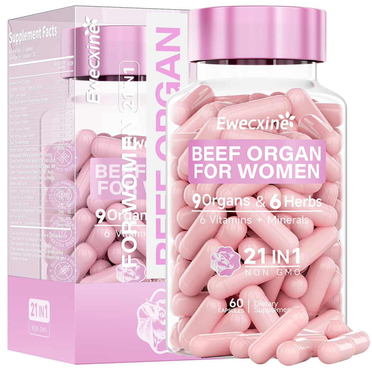 Ewecxine envase frontal 60 cápsulas mostrando diseño y beneficios