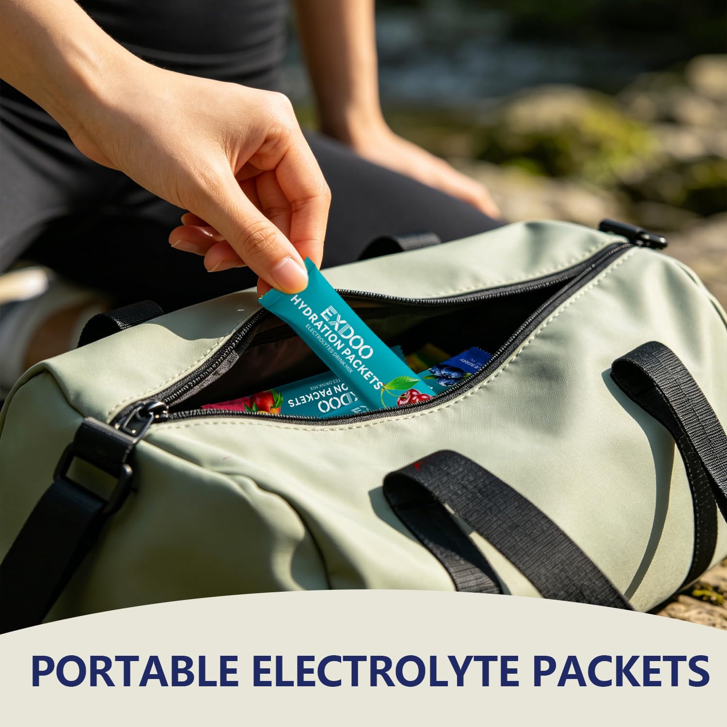 exdoo sticks en mochila y bolso, portabilidad ideal para viajes y gimnasio