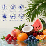 exdoo bebida preparada en vaso clara y refrescante, hidratación instantánea sin azúcar