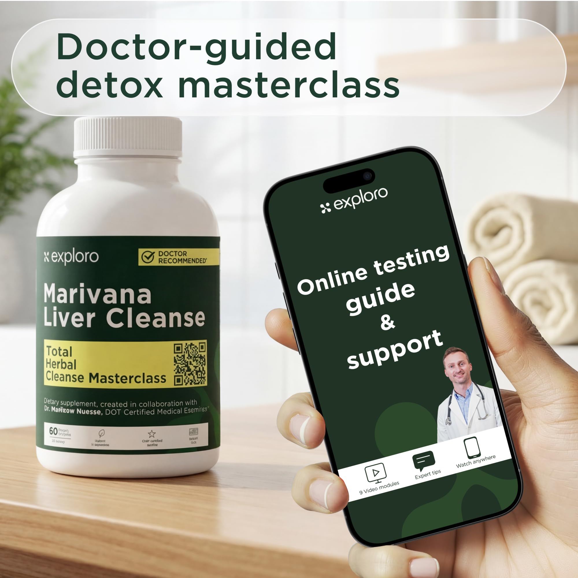 Exploro etiqueta con lista de ingredientes y beneficios informados