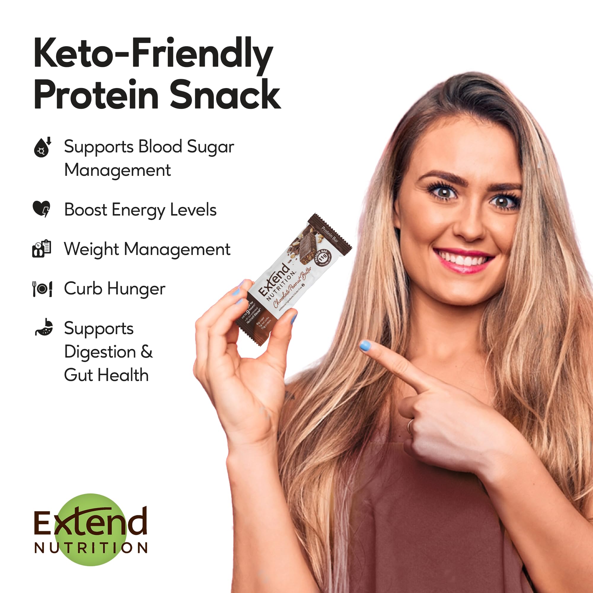 Extend Bar en mano como snack práctico y saciante para llevar