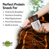 Extend Bar etiqueta nutricional destacando macros bajos en carbohidratos