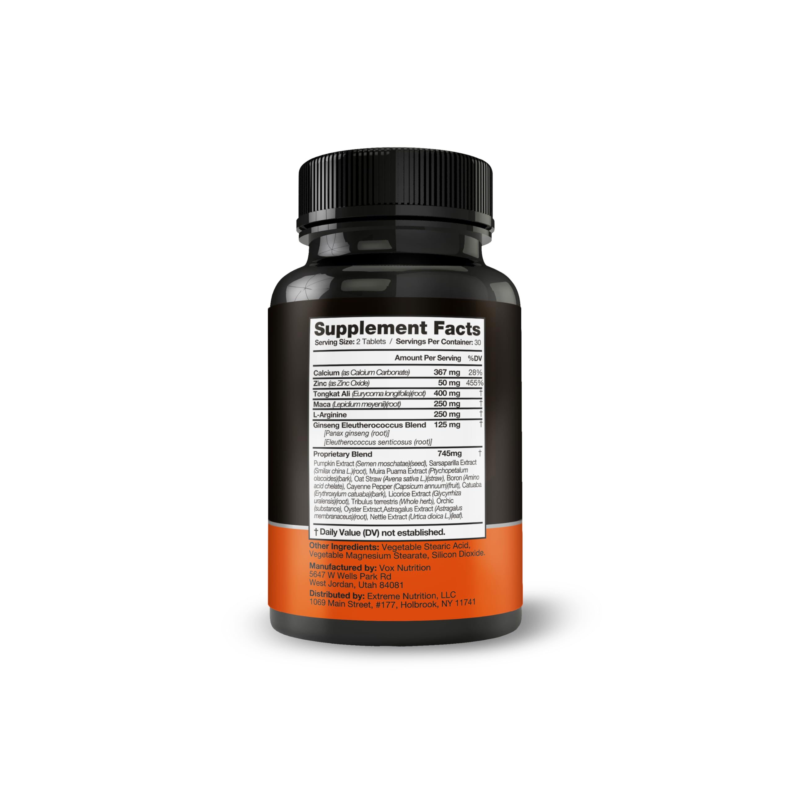 EXTREME NUTRITION LABS etiqueta lateral con instrucciones y lista de ingredientes clara