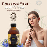 EYADAS aceite de semilla negra en entorno de baño para rutina de belleza natural