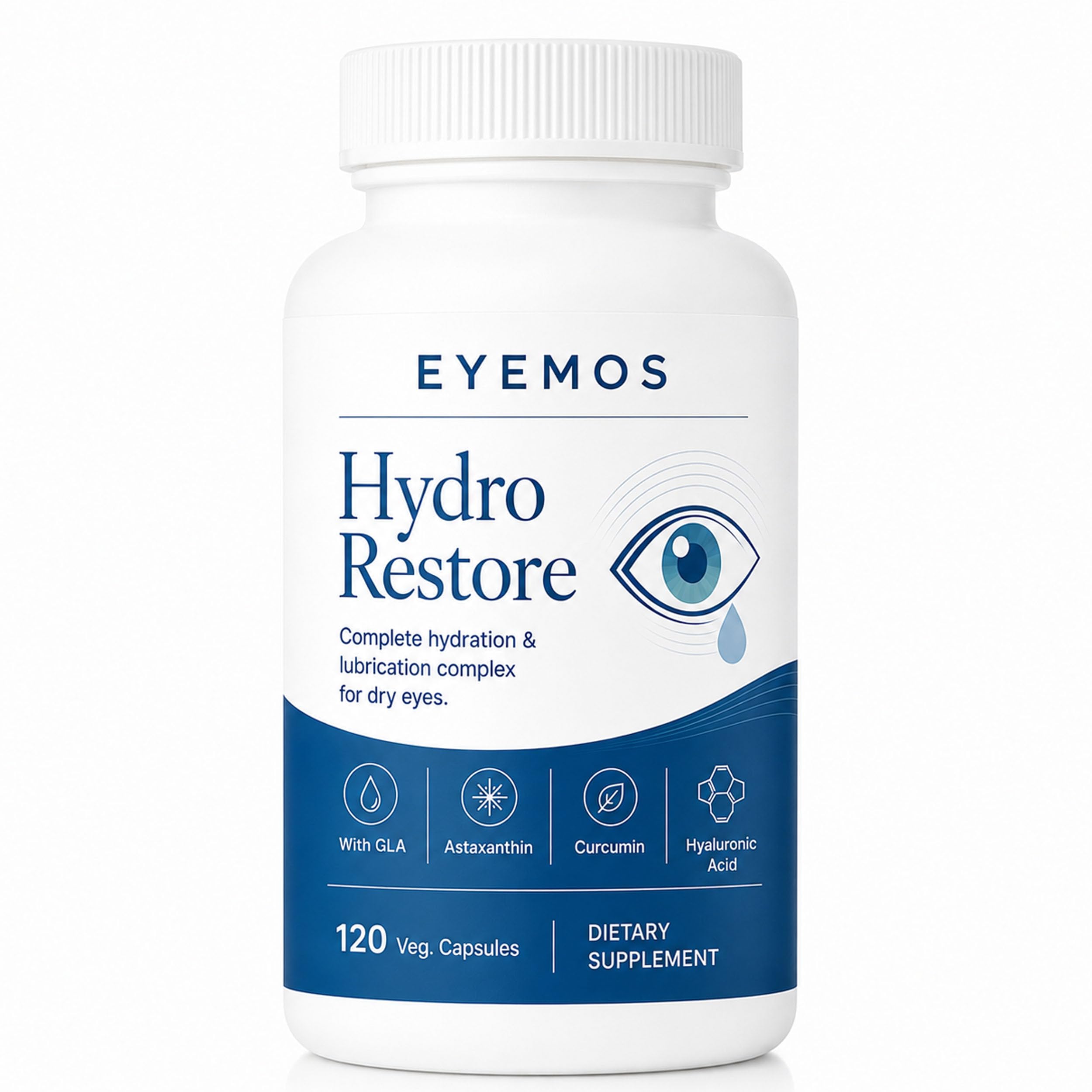 eyemos envase frontal Hydro Restore mostrando diseño y uso diario