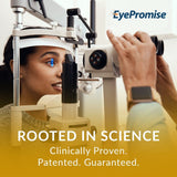 EyePromise etiqueta frontal mostrando información del producto y confianza