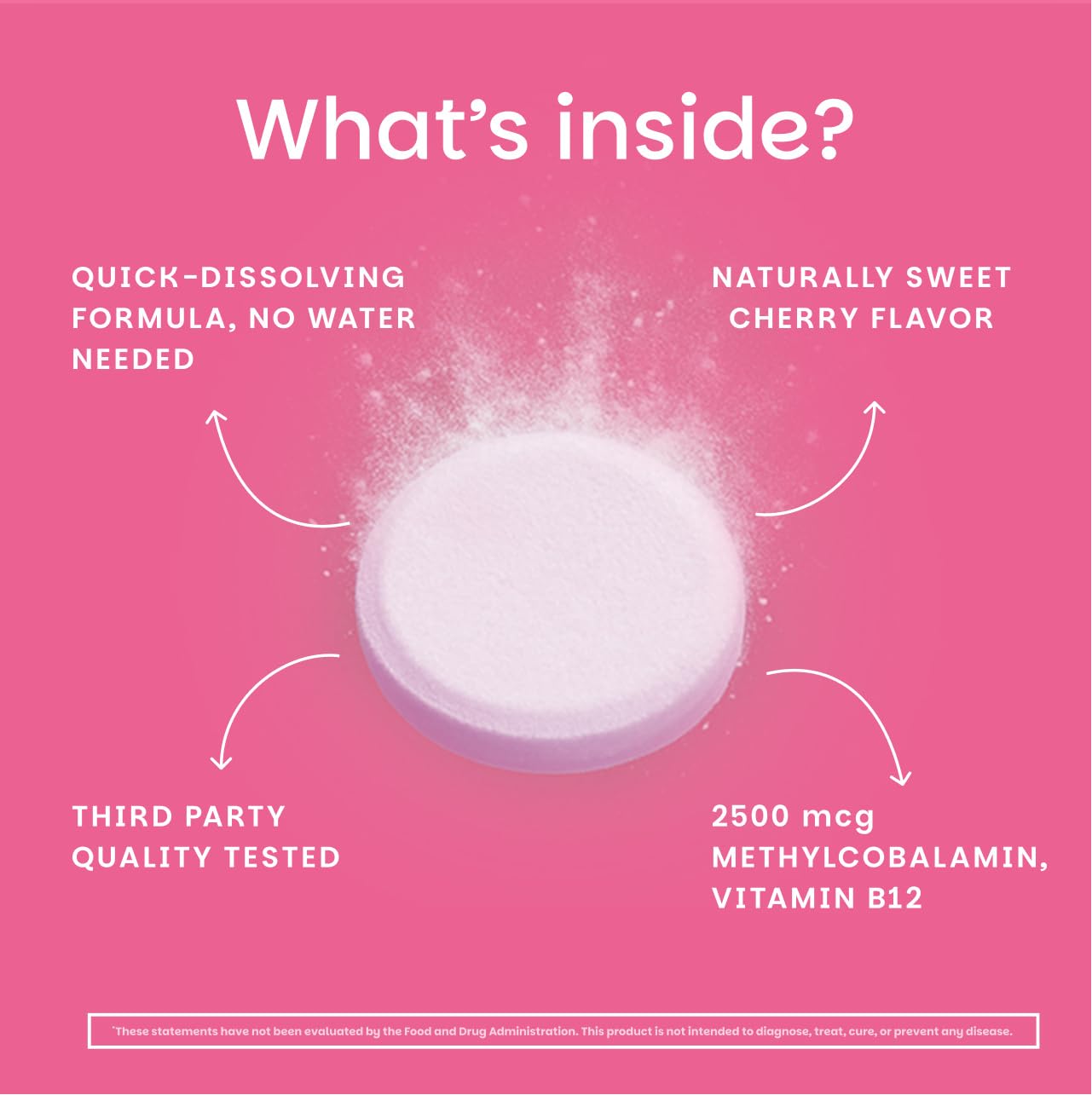 EZ Melts etiqueta con información de ingredientes y beneficios claros