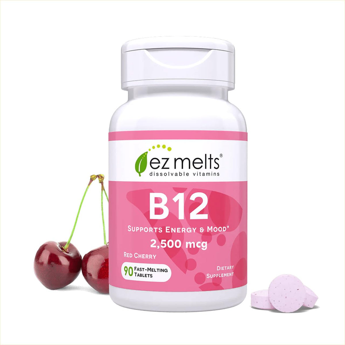 EZ Melts frasco frontal mostrando envase y cantidad, práctico para llevar