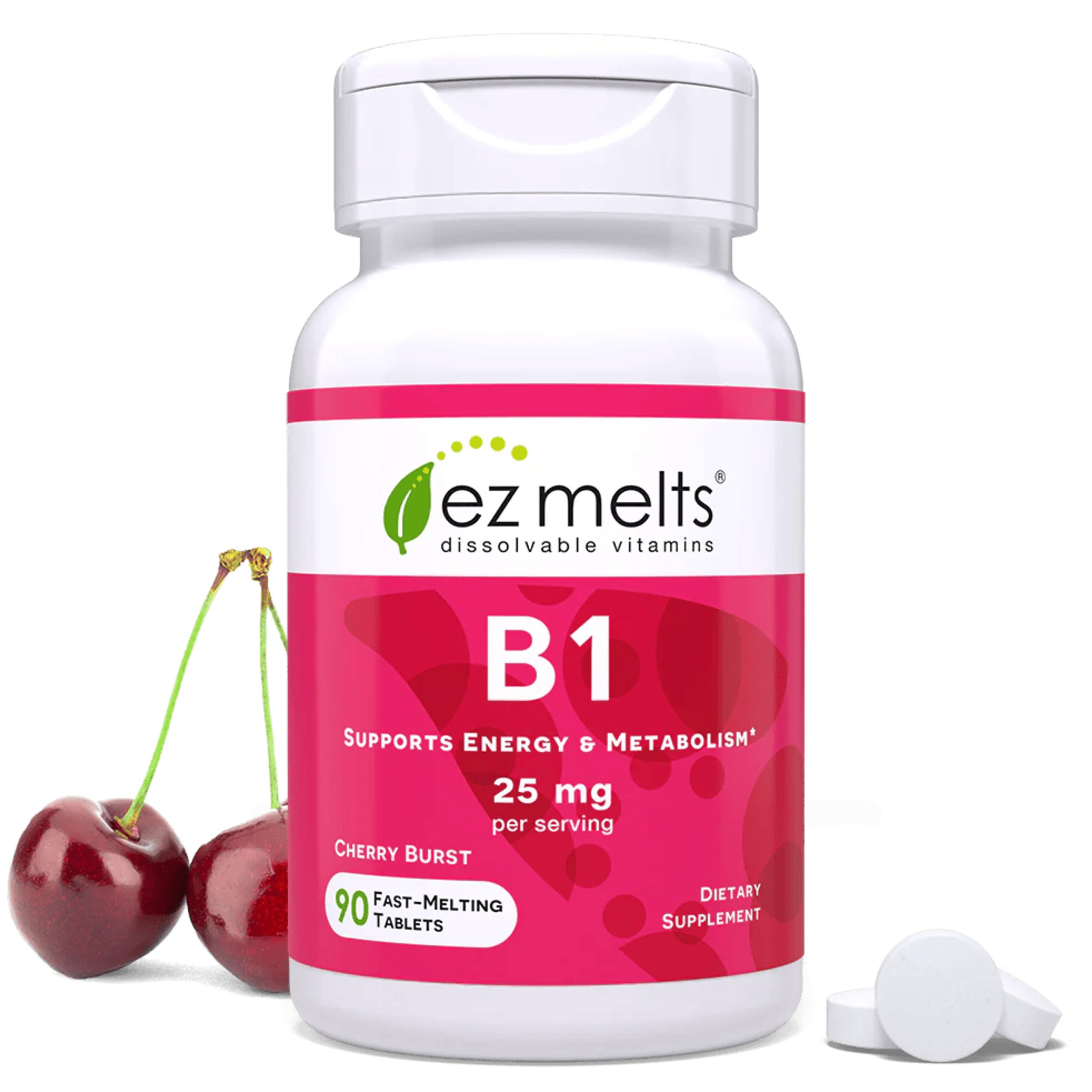 EZ Melts envase frontal mostrando formato Cherry Burst y conveniencia
