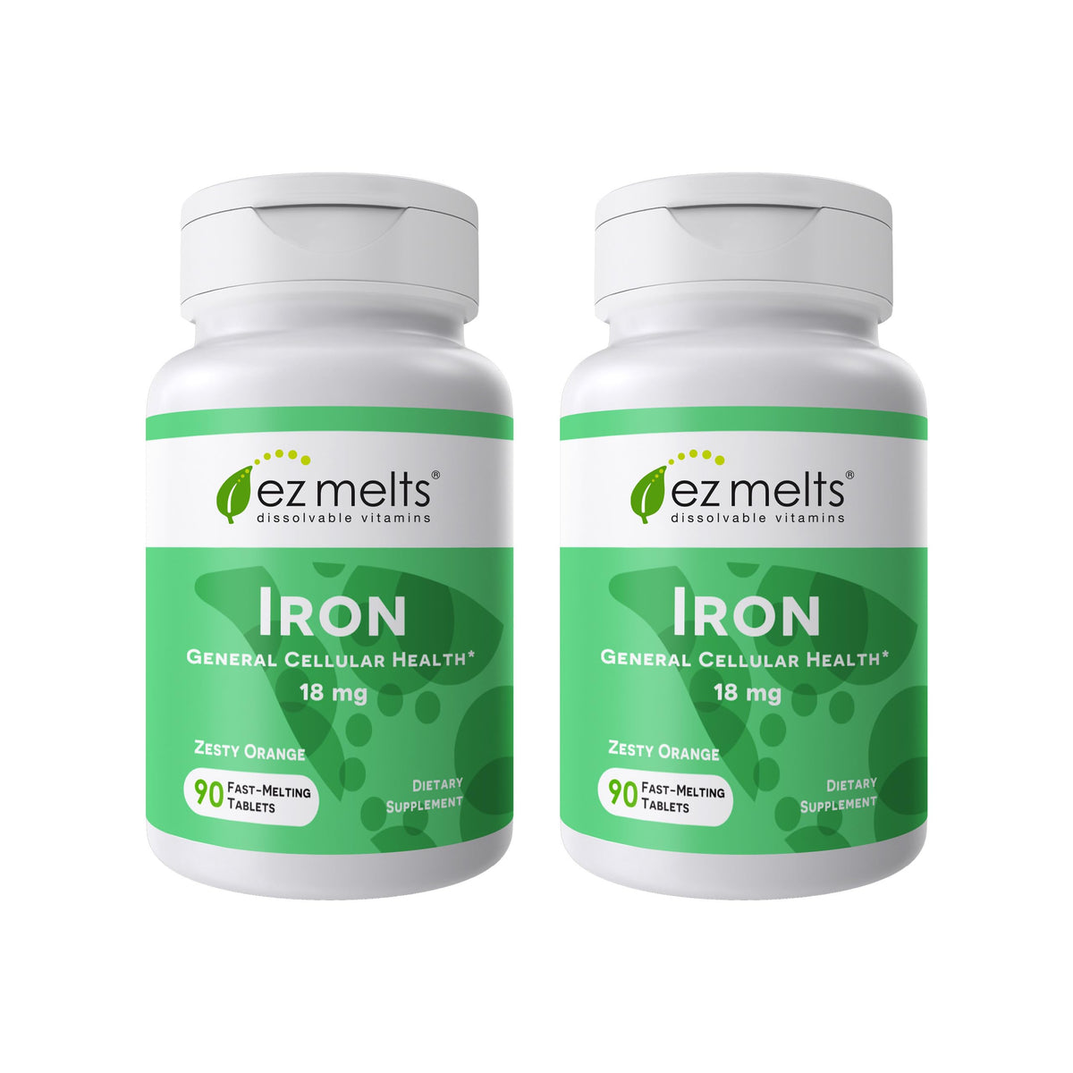EZ Melts envase frontal mostrando 180 tabletas y beneficio de conveniencia