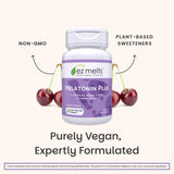 Etiqueta de ingredientes de EZ Melts Melatonin Plus destacando compuestos clave