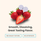 EZ Melts presentación con fresas que sugiere sabor Strawberry Smoothie
