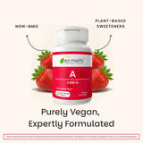 Etiqueta de EZ Melts mostrando ingredientes y características veganas