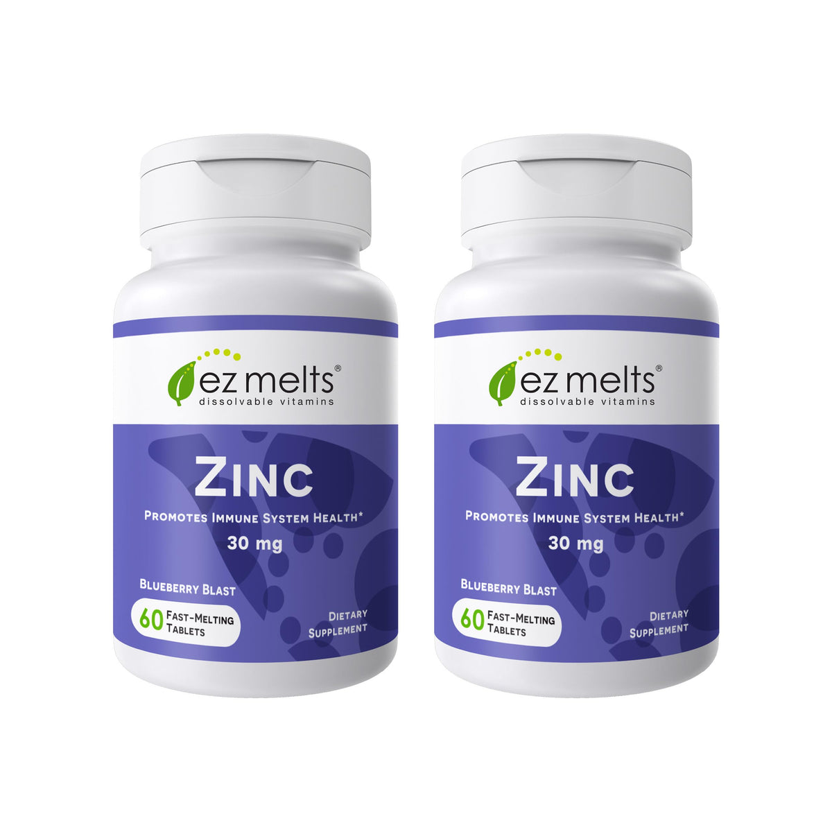 EZ Melts frasco frontal mostrando 120 tabletas y beneficio conveniencia