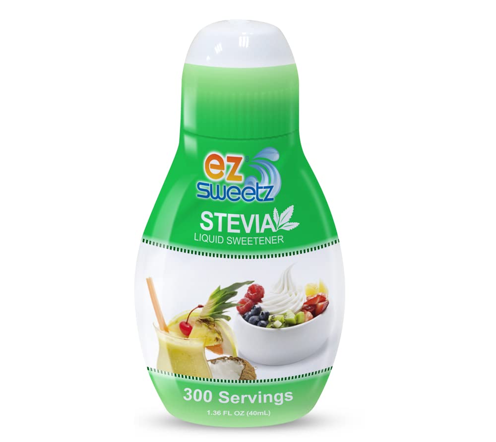 EZ-Sweetz botella frente mostrando etiqueta y ventaja sin calorías