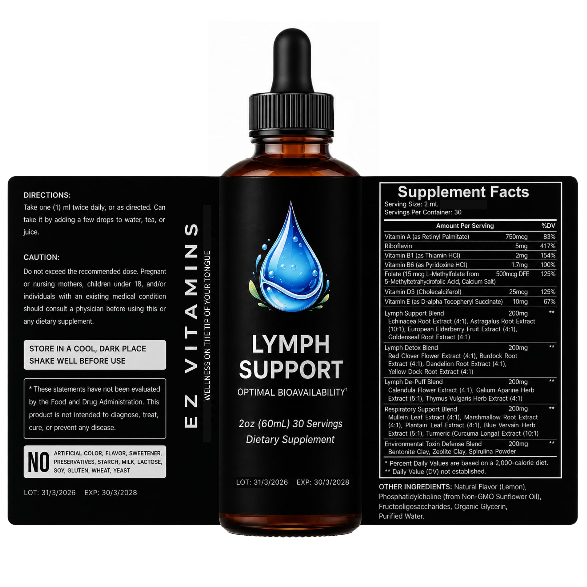EZ VITAMINS textura líquida frambuesa y aspecto liposomal para mejor absorción