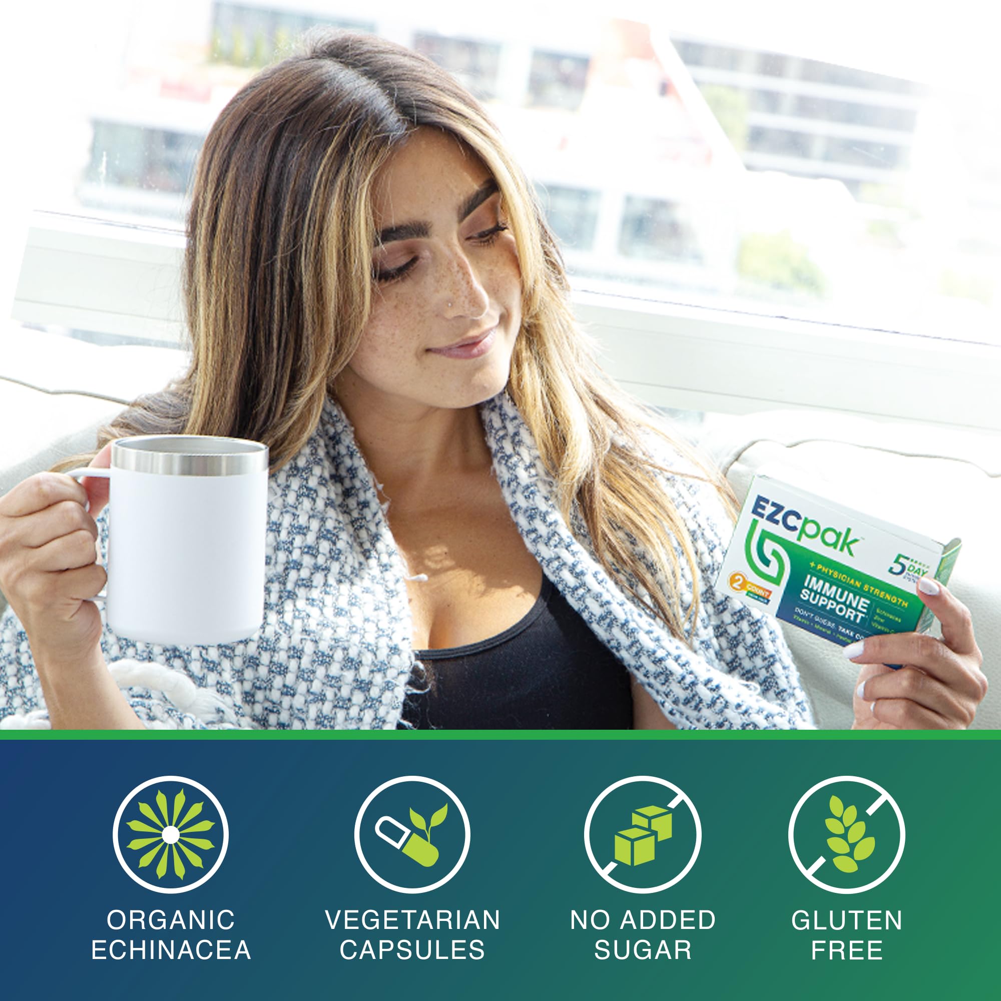 EZC Pak en ambiente hogareño saludable transmitiendo confianza y conveniencia