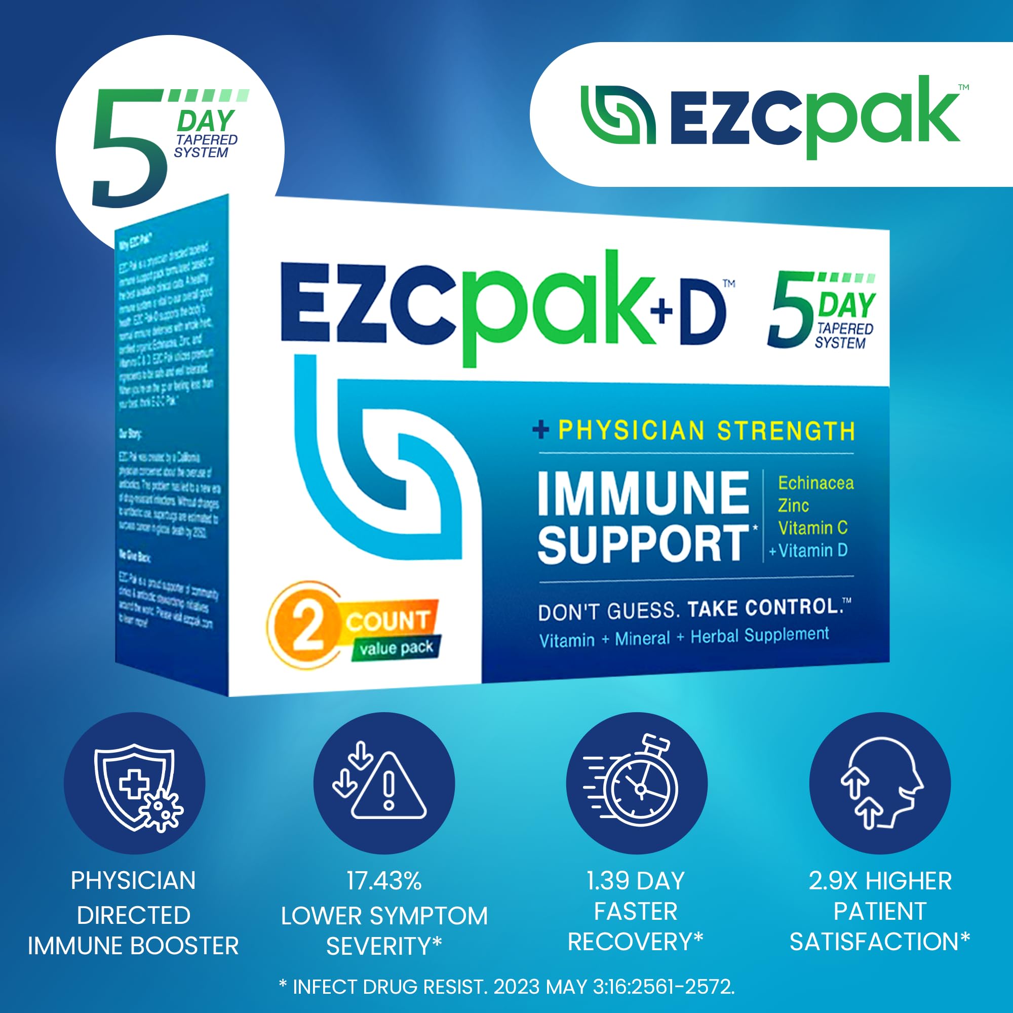 EZC Pak etiqueta visible con información de ingredientes y beneficios