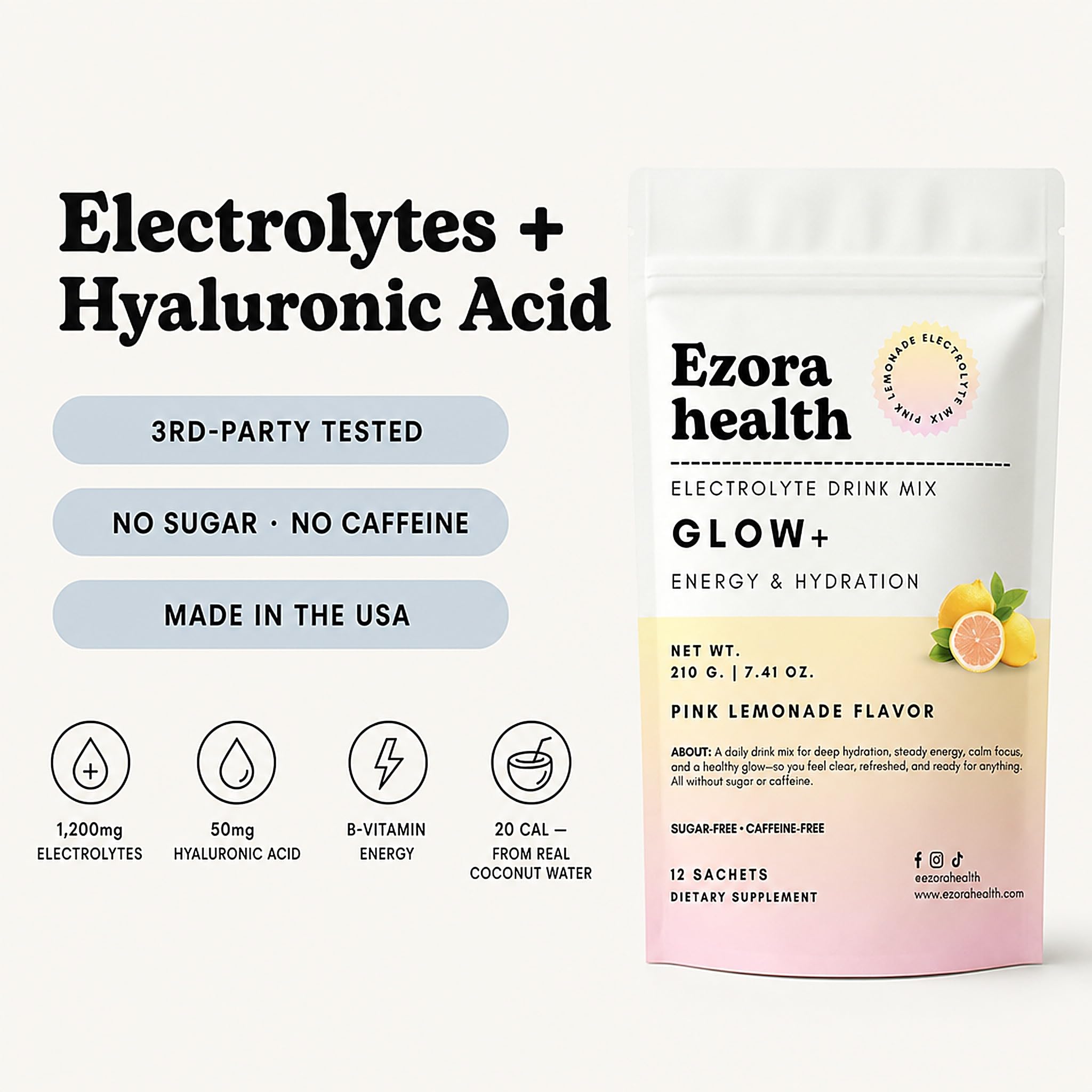 Ezora Health mujer tomando Glow tras entreno para reponer electrolitos