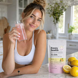 Ezora Health comparación de tamaño de stick con frutas y botella